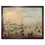 Artery8 Hendrick Avercamp Enjoying The Ice Skating Painting Art Print Framed Poster Wall Decor 12x16 inch