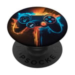 Manette de jeu Fire and Ice Design PopSockets PopGrip Adhésif