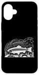 Coque pour iPhone 16 Plus Line Art Poisson Aquariste & Ichtyologiste Truite arc-en-ciel