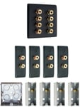 Matt Black 4.0 Surround Sound Audio AV Speaker Wall Face Plate Kit - NON SOLDER