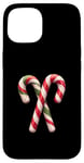 Coque pour iPhone 15 Canne à sucre de Noël classique festive, motif bonbon