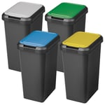 WELL HOME MOBILIARIO & DECORACIÓN Touch & Lift Waste Bin Set of 4 25 L Amber, Blue, White and Green