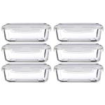 Freska 6pc 1520ml Borosilicate Glass Lunch Box Food Container Airtight Lid Set