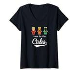 Womens Here For The Cake Funny Epiphany Pun 3 Kings V-Neck T-Shirt