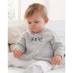 Mjau Mjau Genser by Drops Design - Strikkeoppskrift pÃ¥ babygenser stÃ¸r - 3/4 Ã¥r