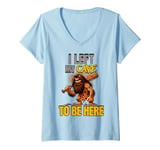 Womens I Left My Cave To Be Here Man Cave Caveman Funny Husband V-Neck T-Shirt