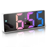 JQGO Alarm Clock Digital Battery Powered, LED Travel Alarm Clocks Beside Mains Powered Non Ticking with Snooze Temperature Date Time Brightness Adjustable for Kids Adults (Colorful3)