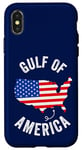 Coque pour iPhone X/XS Golfe des États-Unis Amérique Carte drôle Golfe du Mexique Drapeau USA 4 juillet