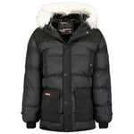 Geographical Norway Dalibor Men Parka Longue Chaude Homme Automne Hiver - Manteau Impermeable Deperlant - Veste Capuche Fourrure Outdoor - Blouson Coupe Vent - Hommes (Noir L)