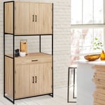 Buffet de cuisine 80 cm detroit meuble 4 portes design industriel + tiroir