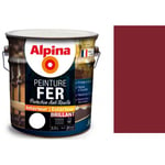 Peinture fer antirouille Bordeaux brillant 2.5L ALPINA décoration protection intérieur extérieur