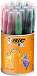 BIC Kids Visaquarelle Feutres de Coloriage Lavables avec Pointe Pinceau - Couleurs Assorties, Pot de 18