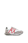 Armani Exchange Femme Logo bidimensionnel, Insert en Daim Beige Basket, Blanc/Rouge, 41 EU