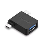 Micro USB-sovitin, 2in1, OTG USB USB-C:hen, musta