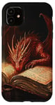 iPhone 11 Aesthetic Gothic Red Dragon Reading Book Painting Bookish Case