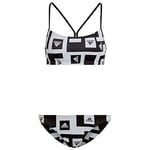 adidas Women's Bars Aop Bikini Swimsuit, White/Black, XS UK