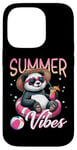 Coque pour iPhone 14 Pro Flotteur de natation panda amusant Summer Vibes Beach Lovers