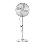 GEEPAS 16 Inch Chrome Metal Pedestal Fan – Electric Standing Floor Fan with 3-Speed, 4 PC Aluminum Blades - Oscillating Metal Table Fan - Ideal for Home and Office Use – 2 Years Warranty, 50W, Chrome