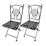 Paire Chaises Aurora Métal Pliables Avec Décorations En Mosaïque de Jardin