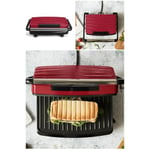 Grill Viande Panini ROUGE Bac récupérateur de graisse Plaque anti-adhe?sive 750W Haute qualité Charnière ajustable