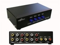 Switch AUDIO Stereo + VIDEO Composite - 4 Ports Aiguille une entrée vers 4 sorties ou 4 entrées vers une sortie