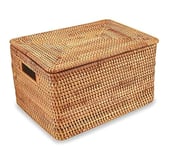 Panier de rangement en rotin tissé à la main pour chambre à coucher, bureau, salon (38,1 x 29,8 x 24,9 cm)