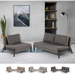 Ensemble canapé-lit 2 places + fauteuil pliant en tissu Elysee Couleur: Gris foncé