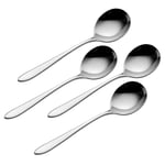 Soup Spoon Set Viners Eden Mirrored Finish Stainless Steel Cutlery Utensil 4pcs