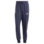 adidas Men's AEROREADY Essentials Tapered Cuff Woven 3-Stripes Pants, Legend Ink/White, M