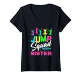 Womens Jump Squad Sister Trampoline Bounce Birthday Trampolining V-Neck T-Shirt