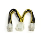 StarTech 6in PCI Express Power Splitter Cable - Strømsplitter - 6-pins PCIe-strøm (hann) til 6-pins PCIe-strøm (hunn) - 15 cm - gul