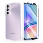 HTDELEC 2 in 1 Coque pour Samsung Galaxy A05s 4G Transparente + Verre trempé Protection écran,Silicone TPU Étui Housse Antichoc Bordure Colorée Case Cover - Transparent