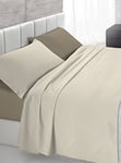 Italian Bed Linen CL-NC-tortora/panna-1PM Natural Color ensemble de draps de lit, Gris tourterelle/Crème, Small double, 100 % Coton