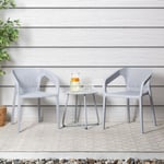 Salon de jardin Extérieur Meuble Patio 3 pcs Table 2 Places en Gris Homestyle4u