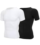 SLIMBELLE® Débardeur Gainant T-Shirt Amincissant pour Hommes Minceur Body Shaper sous-Vêtements - Maillot de Corps Compression Ventre Plat - Noir&Blanc - Taille 3XL