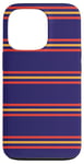 Coque pour iPhone 13 Pro Bleu Marine Rouge Jaune Rayé Girly Esthétique Preppy Stripe