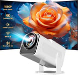 [Android 11.0] Mini Projecteur,4K FHD 1080P,12000lm/500 ANSI Vidéoprojecteur Home Cinéma avec Retournement à 180°et WiFi 6,Bluetooth 5.2,Auto Keystone Correction Smart Projector,Blanc