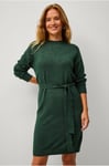 Vila - Klänning viRil O-neck L/S Belt Knit Dress - Grön