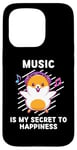 Coque pour iPhone 15 Pro Mignon hamster Music Is My Secret To Happiness Kawaii Hamster