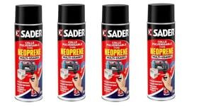 4 COLLE AEROSOL 500ML NEOPRENE SADER BOIS METAL PLASTIQUE TEXTILE TOUS SUPPORTS