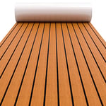 WOOWAVE Feuille de terrasse en Mousse EVA pour Bateau, Yacht, antidérapant et Autocollant, Tapis de Sol de Bateau, Tapis de Piscine, Colle Forte, 240,5 x 80,9 cm