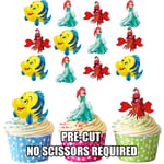 AK Giftshop PRE-CUT Princess Ariel/The Little Mermaid - Edible Cupcake Toppers/Cake Decorations (Pack of 12)