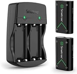 Smatree Rechargeable Batterie pour Xbox Series X/Series S/One/One S/one X Contrôleur/Manette Xbox Elite, Batterie NI-MH 2000mAH (pack de 2) + Chargeur Double Cana, USB