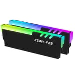 RGB Adressable Mémoire RAM Cooler DDR Dissipateur Pour PC Game Overclocking DDR3 DDR4,5V 3Pin ARGB Motherboard Sync -Noir-2 Pack(Q739)