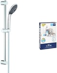 Lot de GROHE Vitalio Joy 110 Ensemble de douche 2 jets (Douchette Economie d'Eau, Barre de douche et Flexible de douche 1,75m) et GROHE QuickGlue Set S2 Kit de Collage pour Barres de Douche