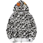 Shark Ape Bape Hoodie Camo Print Polyester Tröja Casual Lös Zip Hoodie Jacka För Män Kvinnor grey 2XL