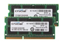 Crucial 8GB 2X 4GB 2RX8 PC3-10600S DDR3 1333Mhz 204Pin SODIMM Laptop Memory RAM