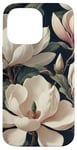 Coque pour iPhone 14 Pro Max Magnolias crémeux élégants sur fond sombre