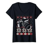 Womens Cameraman Photographer Camera Ugly Christmas Photography V-Neck T-Shirt