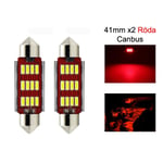 c5w canbus 41mm röd led spollampor SV8.5 festoon 2-pack 12v Röd